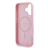 Husa silicon iPhone 16 Plus Guess - Peony Script MagSafe (GUHMP16MPGPYSP) Pink