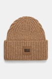 UGG caciula din amestec de lana culoarea maro, din tricot gros