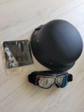 Casca moto nazi/chopper cu ochelari ,,aviator&#039;&#039; si bandana schelet, L, XL