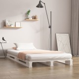VidaXL Cadru de pat mic Single 2FT6, alb, 75x190 cm, lemn masiv de pin