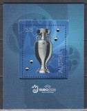 Austria 2008 - C.E. de Fotbal 2008 - Colița cu patru cristale, &icirc;n poșetă cu ramă din carton, 3 Poze, MNH