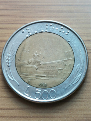 Moneda Italia 500 lire 1983 foto