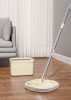 Set mop rotativ cu doua rezerve Dreamramp, culoare bej, Galeata patrata, doua compartimente pentru apa curata si murdara, robinet de scurgere a apei,