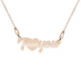 I Love You - Colier personalizat argint 925 placat cu aur roz