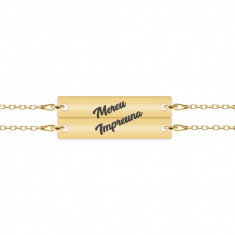 Forever - Set bratari din argint 925 placat cu aur galben 24K tablite personalizate pentru cuplu