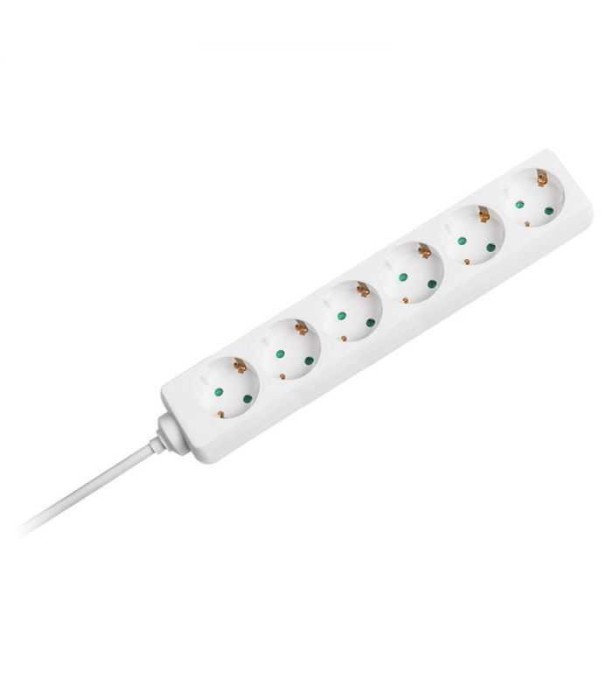 Prelungitor 6 prize 1.5m 3G1.5mm2 alb V-TAC SKU-8760