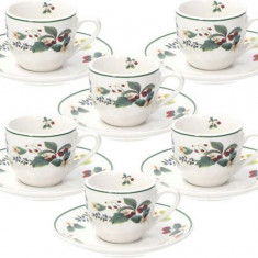 Set 6 cesti de cafea cu farfurie Atollo Sweet Berry, Andrea Fontebasso, 80 ml, portelan, multicolor