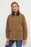 Answear.LAB geaca culoarea maro, de tranzitie, oversize