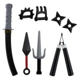 Set Arme Ninja de Jucărie, 8 Piese, Negru și Gri, CMCLASS