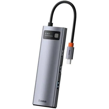 DOCKING Station Baseus Metal Gleam, conectare PC USB Type-C, USB 3.0 x 2, USB Type-C x 1, Card reader SD x 1, MicroSD x 1, USB Type C x 1 PD 100W 5V/9
