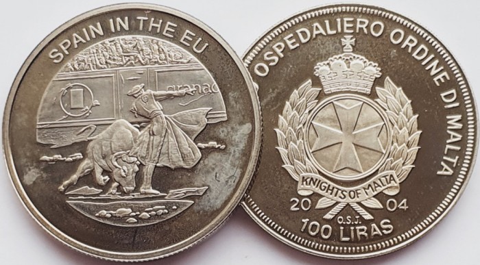 2619 Ordinul din Malta 100 Liras 2004 Spain in the EU UNC