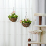 Outsunny Set din 2 plante artificiale, cu cuier si lant pentru agatare, Ф30 x 32 cm, frunze verzi, flori albe si rosii