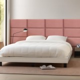 Set 3 panouri tapitate de perete Carpino, catifea roz, 60x30 cm