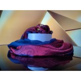 Cumpara ieftin Eșarfă Mătase Naturală Venezia Unisex Bordeaux Bleumarin 185x65cm, Dublă Față, Handmade Italia