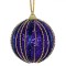 Ornament Brad Crăciun, Glob Spumă, Albastru Mov, Glitter, șiret Lanț Auriu, 8cm