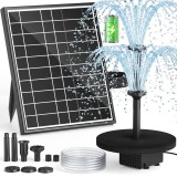 Pompă solară pentru f&acirc;nt&acirc;nă de apă 4W, baterie de rezervă 2000mAh, 5 moduri de pulverizare, cablu de 3m &ndash; furtun de 1,2m