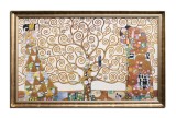 Cumpara ieftin Tablou celebru pictat manual inramat living, dormitor, Copacul vietii, 110x70cm ulei pe panza, reproducere Gustav Klimt, rama din lemn