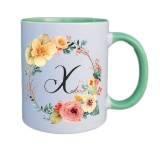 Cana Ceramica Verde Personalizata Initiala X, 350ml - Cadou Universal