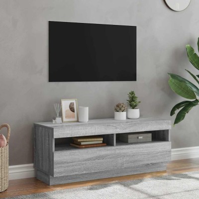 vidaXL Comodă TV cu lumini LED, gri sonoma, 100x35x40 cm foto