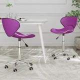 Cumpara ieftin Scaune de bucătărie pivotante, 2 buc, violet, piele ecologică
