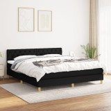 vidaXL Pat box spring cu saltea, negru, 160x200 cm, textil