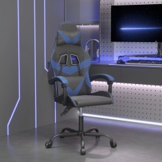 Scaun de gaming pivotant, negru și albastru, piele ecologică foto