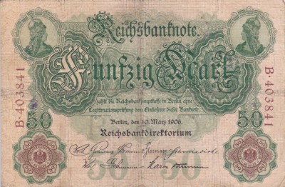 GERMANIA 50 marci 1906 VF!!! foto