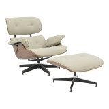 Cumpara ieftin Fotoliu cu taburet relax Jenna bej piele ecologica PU placaj nuc baza crom 82x92x82 cm