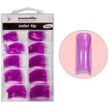 Cumpara ieftin Tipsuri colorate unghii, sclipici mov - 100buc, nr.1 - 10, AMAZING SHINE