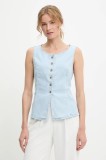 Answear Lab vesta jeans un singur rand de nasturi