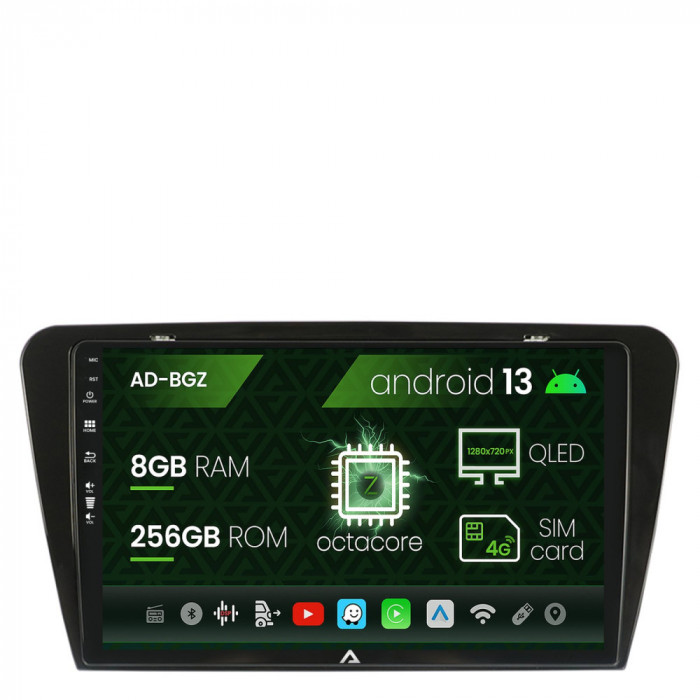 Navigatie Skoda Octavia 3 (2013-2018), Android 13, Z-Octacore 8GB RAM + 256GB ROM, 10.1 Inch - AD-BGZ10008+AD-BGRKIT026