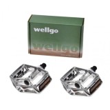 Set 2 pedale Wellgo din aluminiu pentru bicicleta, filet 9/16, culoare argintiu Cod:AWR0082S