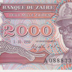 M1 - Bancnota foarte veche - Zair - 2000 zaire