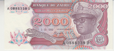 M1 - Bancnota foarte veche - Zair - 2000 zaire foto