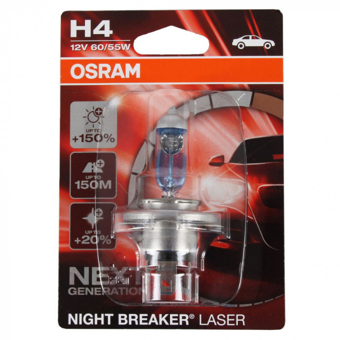 Bec Osram H4 P43T 12V 60/55W Night Breaker Laser Next Generation +150% 64193NL-01B