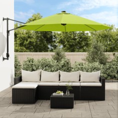 vidaXL Umbrela de soare montata pe perete cu LED-uri verde mar, 290 cm foto