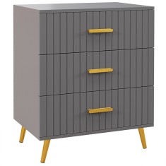 HOMCOM Comodă pentru Dormitor, Dulap Modern cu 3 Sertare, Sertar de Depozitare cu Picioare din Aluminiu, 60x40x71.5 cm, Gri &Icirc;nchis