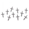 Set 10 pandantive decorative metalice, 13 x 22 mm Cruciulite argintii, Crisalida