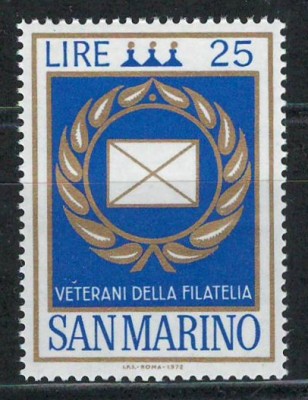 San Marino 1972 Mi 1015 MNH - Acordarea insignei &amp;bdquo;Veteran al filateliei&amp;rdquo; foto
