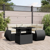 Set mobilier de gradina cu perne, 5 piese, negru, poliratan GartenMobel Dekor, vidaXL