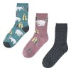 Set șosete Femei Multicolor, 3 Perechi, Imprimeu Ursuleți și Buline, Oem
