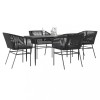 VidaXL Set de sufragerie de grădină 5 piese neagră Sticlă Poly Rattan 3334516