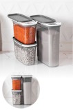 Cumpara ieftin Set 3 cutii de depozitare alimente BNM3, Antracit
