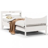 VidaXL Cadru de pat cu tăblie, alb, 75x190 cm, lemn masiv de pin