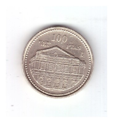 Moneda Spania 100 pesetas 1997, aniversara Teatrul Real, stare buna, curata foto