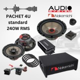 Pachet difuzoare Carbon 4 usi + amplificator CO-40.4M + Subwoofer facedown Nakamichi, inele si cablaje plug&amp;play pe masina