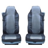2 x Huse Scaune pentru VOLVO FL,FE,FM16,FH16,FH12 Camioane Negru Gri Textile Piele