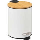 Cos gunoi 5Five Modern Color cu capac bambus si sistem soft-close, otel, polipropilena si bambus, 3L, 22x17x23 cm, alb Household NewTrend