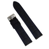 Cumpara ieftin Curea Ceas din Silicon Premium &ndash; Neagră cu Cusătură Albastră (20mm, 22mm, 24mm)
