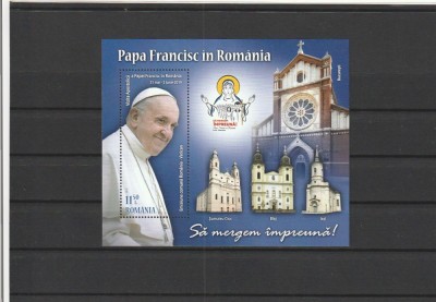 ROMANIA 2019 LP 2241 VIZITA APOSTOLICA A PAPEI FRANCISC IN ROMANIA MNH COLITA NESTAMPILATA foto